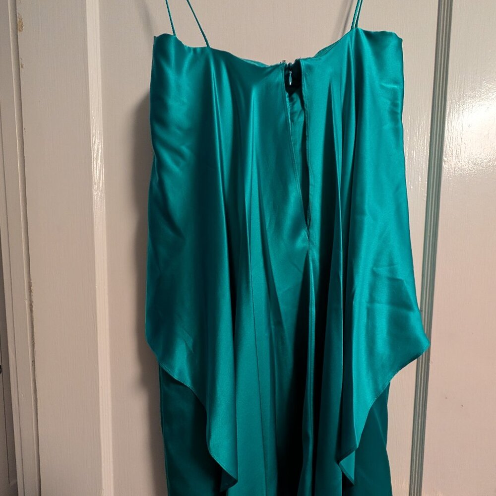 Foley and corinna wrap dress bold satin turquoise